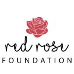 An illustration of a red rose with Red Rose Foundation in black