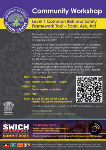 Community Workshop Level 1 Common Risk and Safety Framework Tool - Scan, Ask, Act flyer with QR code